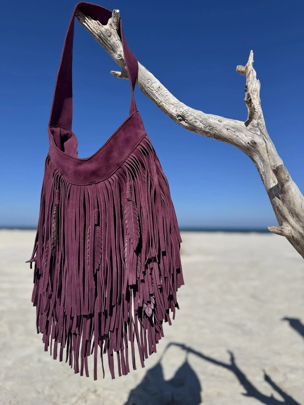 The Bonnie Boho Burgundy Fringe Bag