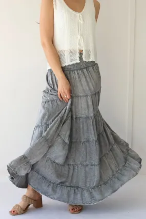 Tiered A Line Maxi Skirt in Grey